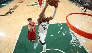 Giannis Antetokounmpo stuffs box score for Bucks, but closing games may be a concern