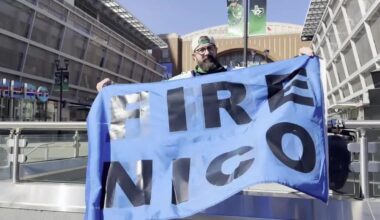 Dallas Mavericks' fans outside AAC celebrate firing of GM Nico Harrison