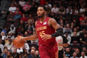 MIAMI, FL - NOVEMBER 10: Donovan Mitchell #45 of the Cleveland Cavaliers dribbles the ball during the game against the Miami Heat on November 10, 2025 at Kaseya Center in Miami, Florida. NOTE TO USER: User expressly acknowledges and agrees that, by downloading and or using this Photograph, user is consenting to the terms and conditions of the Getty Images License Agreement. Mandatory Copyright Notice: Copyright 2025 NBAE (Photo by Issac Baldizon/NBAE via Getty Images)