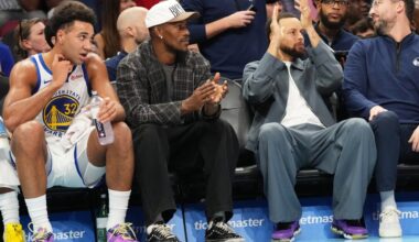 Short-handed Warriors battle without Curry, Butler and Green, but Miami surges late for 110-96 win