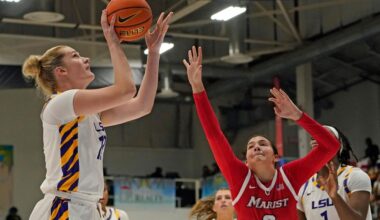 LSU's Mulkey leads No. 5 Tigers to NCAA-record 7th straight 100-point game at Paradise Jam tourney