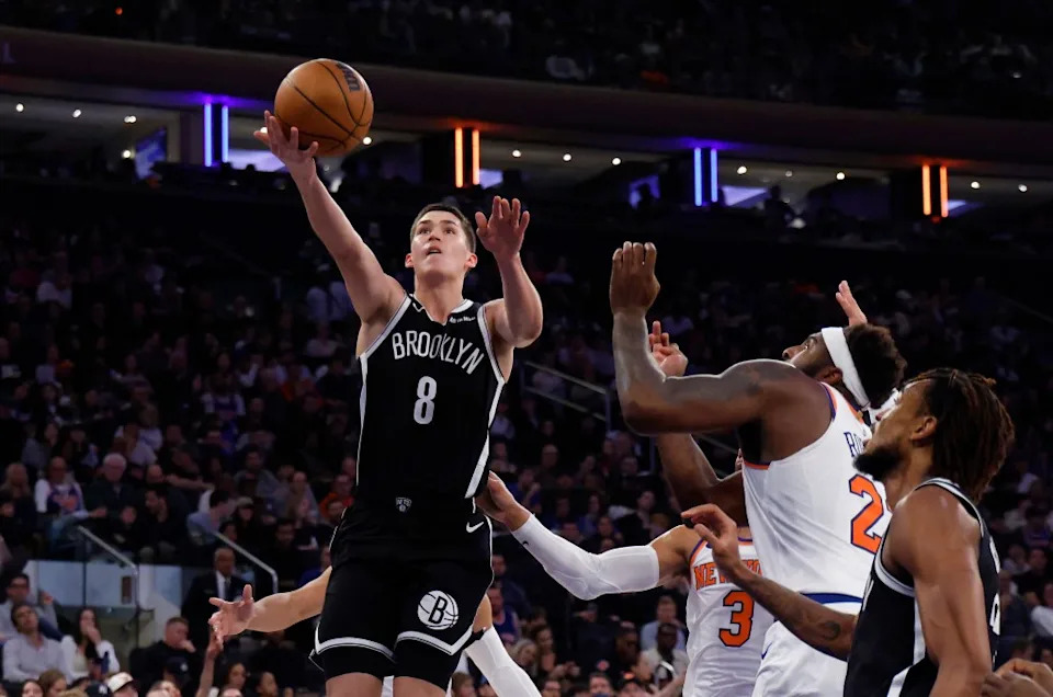Egor Dëmin attempts a shot during the Nets’ Nov. 9 game against the Knicks. Jason Szenes for the NY Post