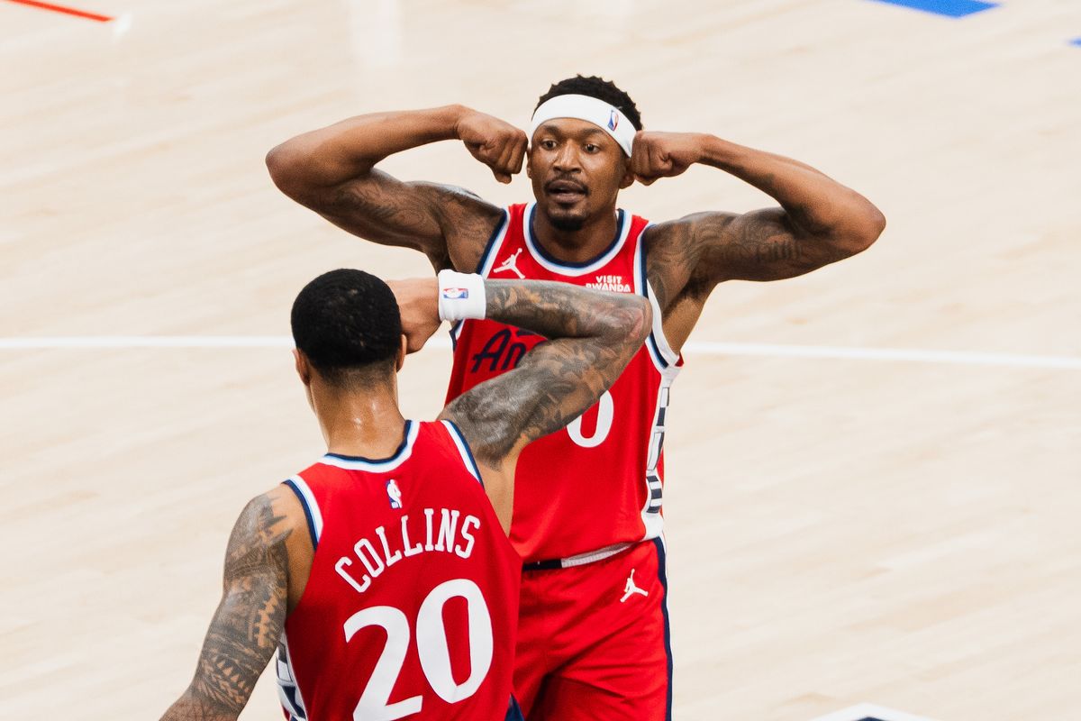 Los Angeles Clippers guard Bradley Beal (0) celebrating with forward John Collins (20) at an NBA basketball game against the Phoenix Suns, Saturday November 8th, 2025 in Inglewood, California. Los Angeles Clippers guard Bradley Beal (0) celebrating with forward John Collins (20) at an NBA basketball game against the Phoenix Suns, Saturday November 8th, 2025 in Inglewood, California.