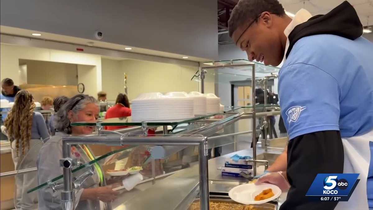 OKC Thunder serves Thanksgiving dinner at City Rescue Mission
