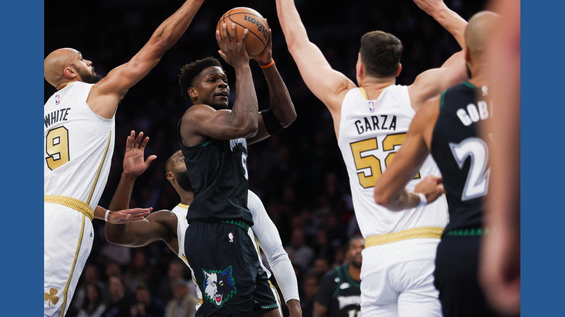 Edwards caps 39-point performance with unlikely 3 as Timberwolves hold off Celtics