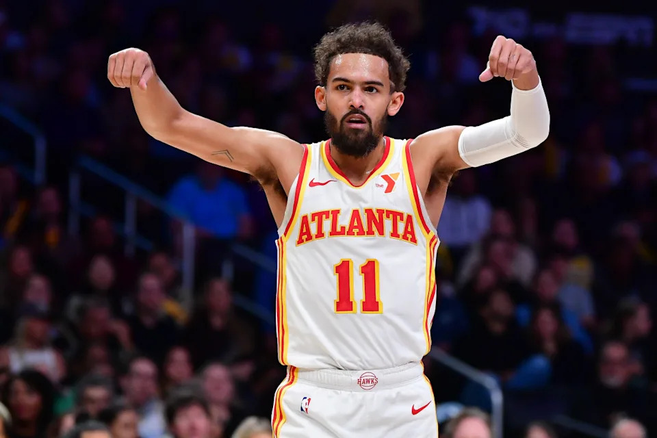 Atlanta Hawks guard Trae Young during an NBA game. Gary A&period; Vasquez-Imagn Images