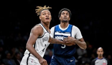 Nets' Noah Clowney reacts to starting role against Timberwolves