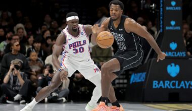 Adem Bona discusses constant 3-point work after Sixers beat Nets