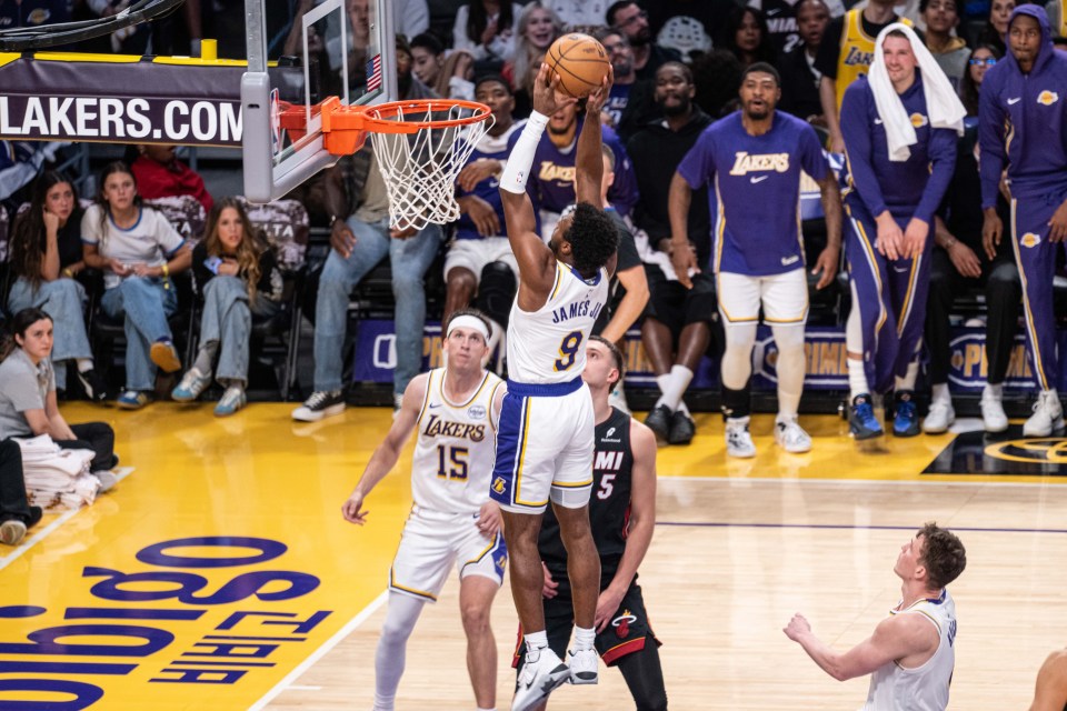 Austin Reaves threw a lob to Bronny James that was confidently slammed down by the second-year player