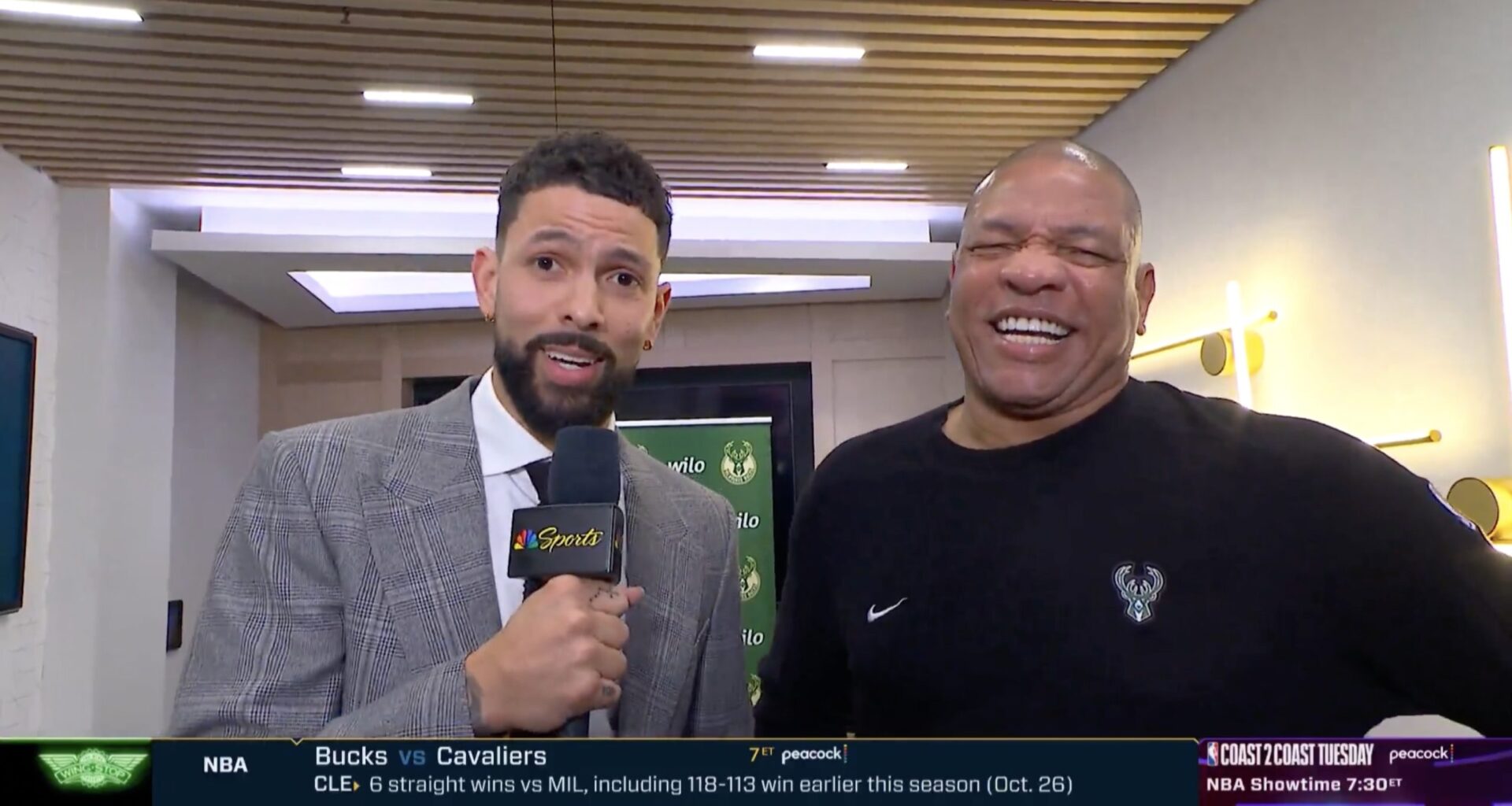Austin Rivers interviews dad, Doc, ahead of Bucks-Cavs game