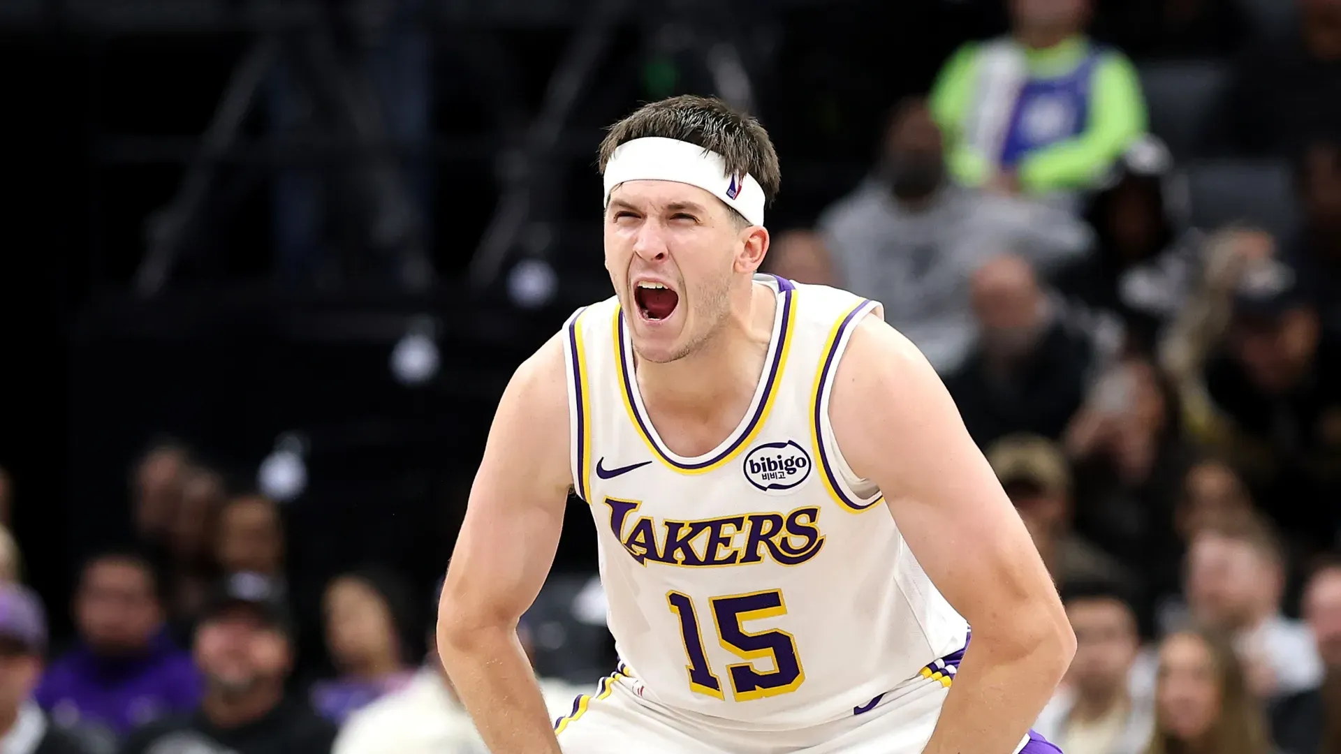 Austin Reaves #15 of the Los Angeles Lakers