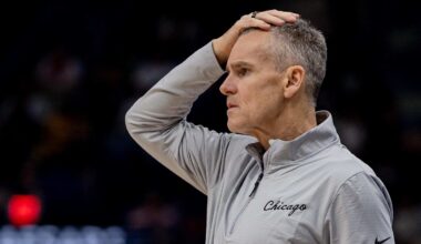 Nov 24, 2025; New Orleans, Louisiana, USA;  Chicago Bulls Head Coach Billy Donovan looks on against the New Orleans Pelicans during the second half at Smoothie King Center. Mandatory Credit: Stephen Lew-Imagn Images