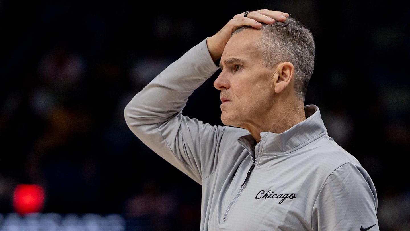 Nov 24, 2025; New Orleans, Louisiana, USA;  Chicago Bulls Head Coach Billy Donovan looks on against the New Orleans Pelicans during the second half at Smoothie King Center. Mandatory Credit: Stephen Lew-Imagn Images