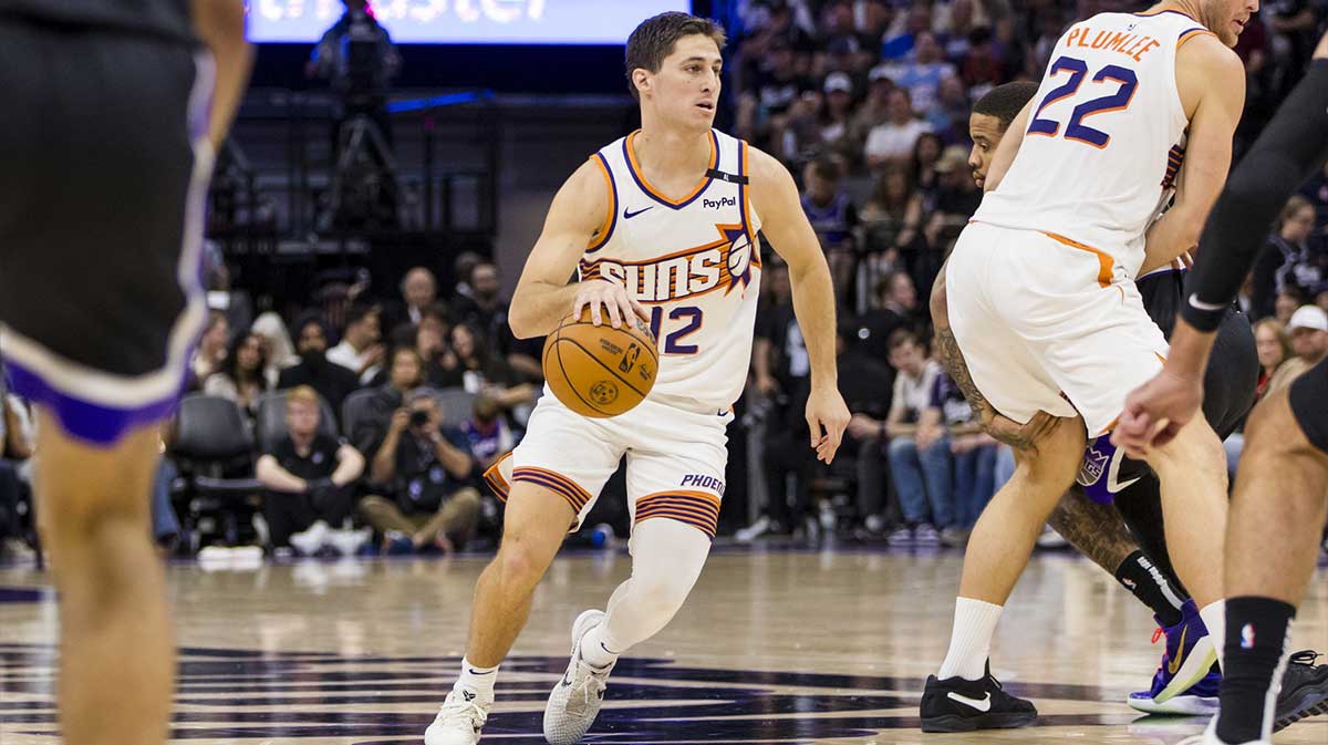 Phoenix Suns guard Collin Gillespie (12) dribbles against the Sacramento Kings during the fourth quarter at Golden 1 Center.
