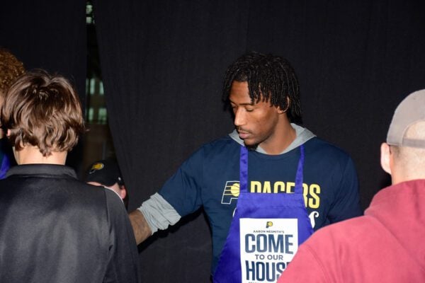 Pacers Sports & Entertainment (PS&E) Community event, feeding members of the Indianapolis community, in November of 2025 at Gainbridge Fieldhouse. Photo taken by Tiffany Nmose.