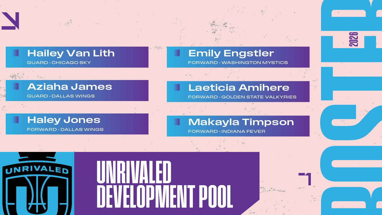Development Pool       Hailey Van Lith       Aziaha James       Haley Jones       Emily Engstler       Laeticia Amihere       Makayla Timpson