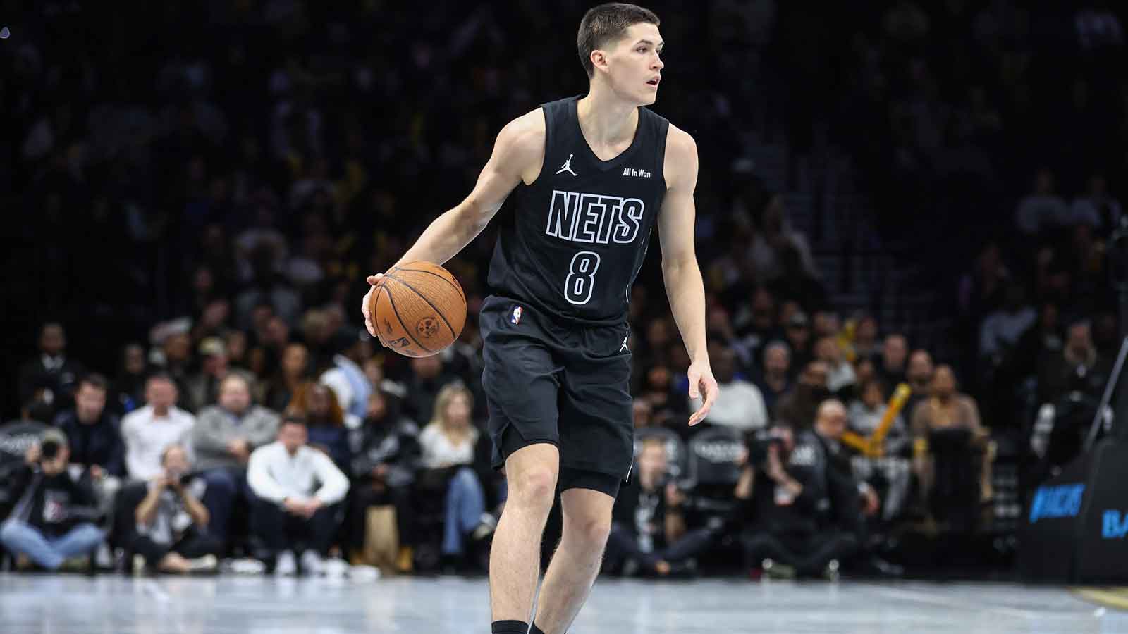 Brooklyn Nets guard Egor Demin (8) at Barclays Center.