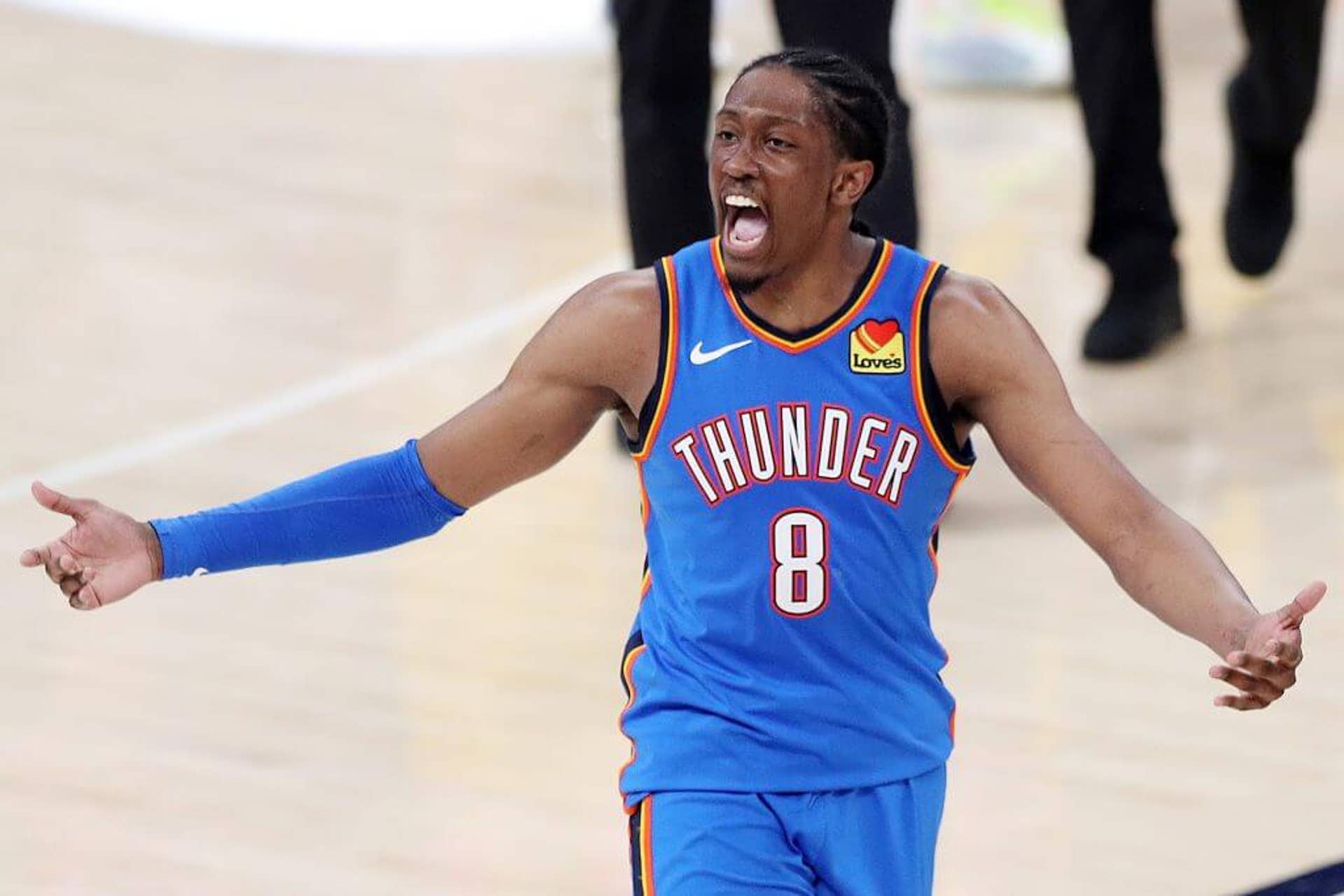 Jalen Williams of the Oklahoma City Thunder reacts during Game 7 of the 2025 NBA Finals.