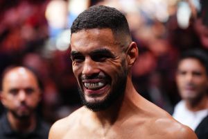 NASHVILLE, TENNESSEE - JULY 12: Gabriel Bonfim of Brazil prepares to face Stephen Thompson in a welterweight fight during the UFC Fight Night event at Bridgestone Arena on July 12, 2025 in Nashville, Tennessee. (Photo by Jeff Bottari/Zuffa LLC)
