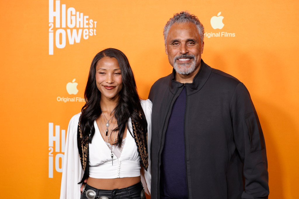 Sasha Fox and Rick Rox attends the Los Angeles Special Screening of Apple Original Films and A24's "Highest 2 Lowest" at Academy Museum of Motion Pictures on August 13, 2025 in Los Angeles, California.