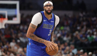 DALLAS, TEXAS - OCTOBER 24: Anthony Davis #3 of the Dallas Mavericks handles the ball during a game against the Washington Wizards at American Airlines Center on October 24, 2025 in Dallas, Texas. NOTE TO USER: User expressly acknowledges and agrees that, by downloading and or using this photograph, User is consenting to the terms and conditions of the Getty Images License Agreement. (Photo by Stacy Revere/Getty Images)