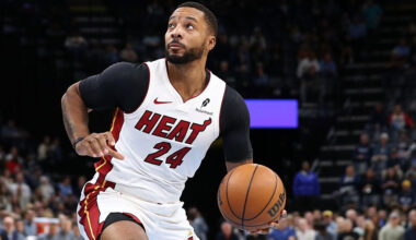 MEMPHIS, TENNESSEE - OCTOBER 24: Norman Powell #24 of the Miami Heat takes a shot during the game against the Memphis Grizzlies at FedExForum on October 24, 2025 in Memphis, Tennessee. NOTE TO USER: User expressly acknowledges and agrees that, by downloading and or using this photograph, User is consenting to the terms and conditions of the Getty Images License Agreement. (Photo by Justin Ford/Getty Images)
