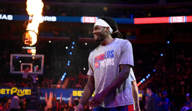 DETROIT, MI - OCTOBER 29: Isaiah Stewart #28 of the Detroit Pistons warms up before the game against the Orlando Magic on October 29, 2025 at Little Caesars Arena in Detroit, Michigan. NOTE TO USER: User expressly acknowledges and agrees that, by downloading and/or using this photograph, User is consenting to the terms and conditions of the Getty Images License Agreement. Mandatory Copyright Notice: Copyright 2025 NBAE (Photo by Chris Schwegler/NBAE via Getty Images)