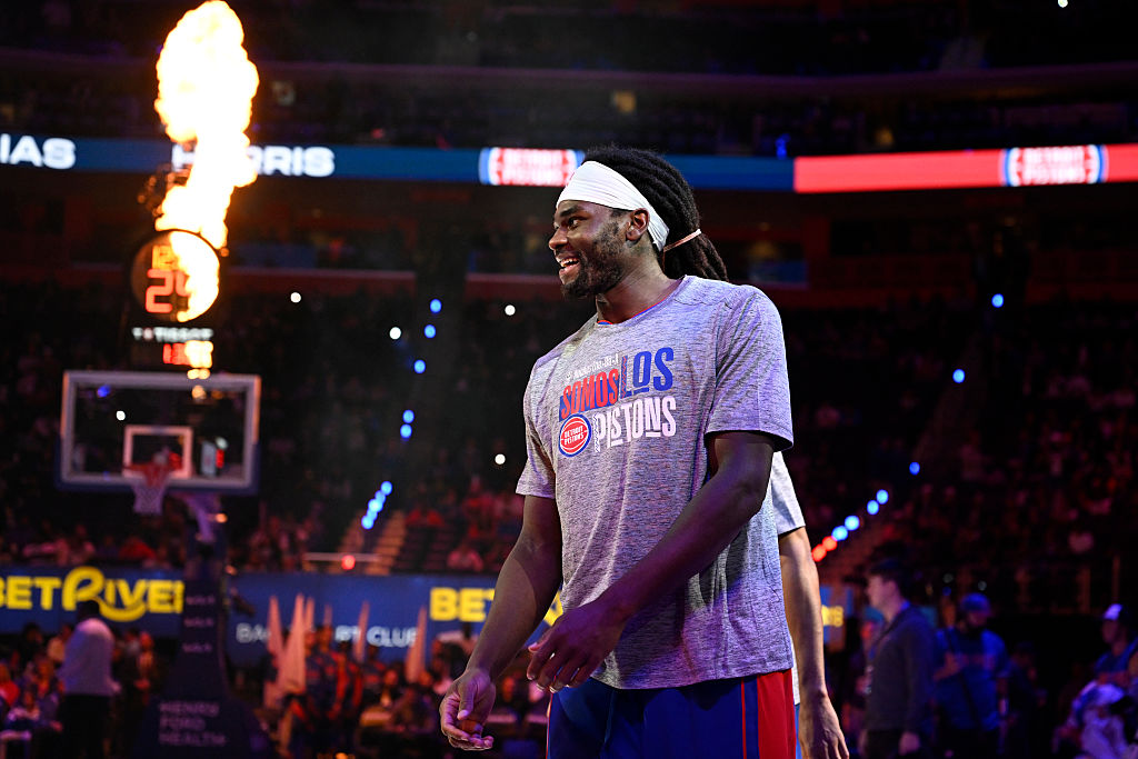 DETROIT, MI - OCTOBER 29: Isaiah Stewart #28 of the Detroit Pistons warms up before the game against the Orlando Magic on October 29, 2025 at Little Caesars Arena in Detroit, Michigan. NOTE TO USER: User expressly acknowledges and agrees that, by downloading and/or using this photograph, User is consenting to the terms and conditions of the Getty Images License Agreement. Mandatory Copyright Notice: Copyright 2025 NBAE (Photo by Chris Schwegler/NBAE via Getty Images)