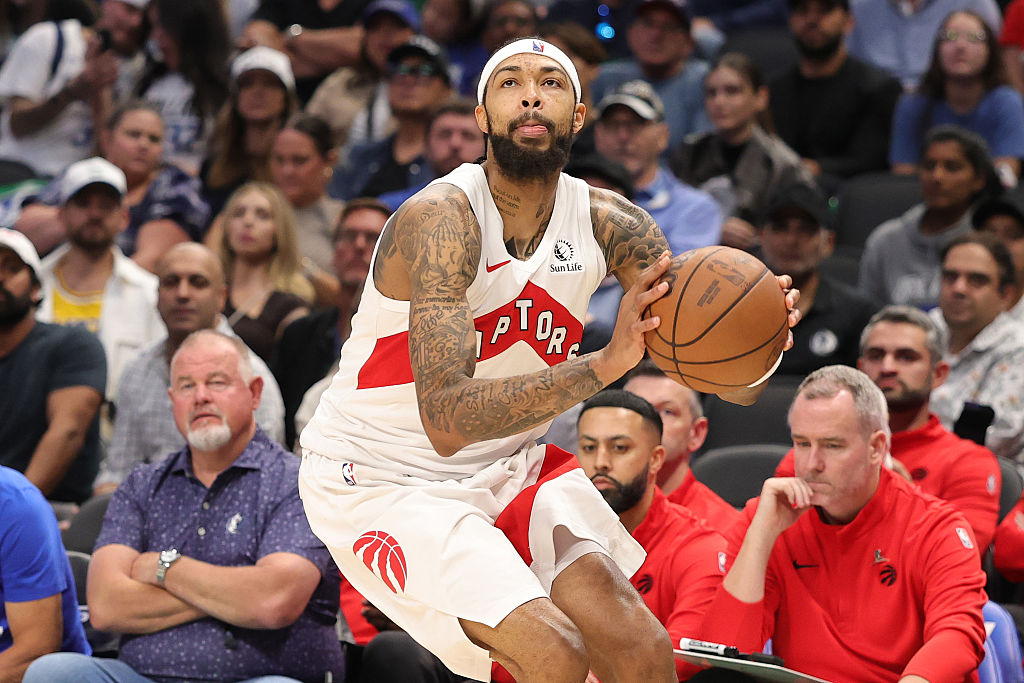 DALLAS, TEXAS - OCTOBER 26: Brandon Ingram #3 of the Toronto Raptors takes a three point shot during a game against the Dallas Mavericks at American Airlines Center on October 26, 2025 in Dallas, Texas. NOTE TO USER: User expressly acknowledges and agrees that, by downloading and or using this photograph, User is consenting to the terms and conditions of the Getty Images License Agreement. (Photo by Stacy Revere/Getty Images)