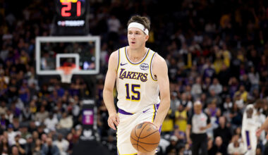 SACRAMENTO, CALIFORNIA - OCTOBER 26: Austin Reaves #15 of the Los Angeles Lakers dribbles the ball against the Sacramento Kings at Golden 1 Center on October 26, 2025 in Sacramento, California. Reaves finished with a career high 51 points. NOTE TO USER: User expressly acknowledges and agrees that, by downloading and/or using this photograph, user is consenting to the terms and conditions of the Getty Images License Agreement. (Photo by Ezra Shaw/Getty Images)