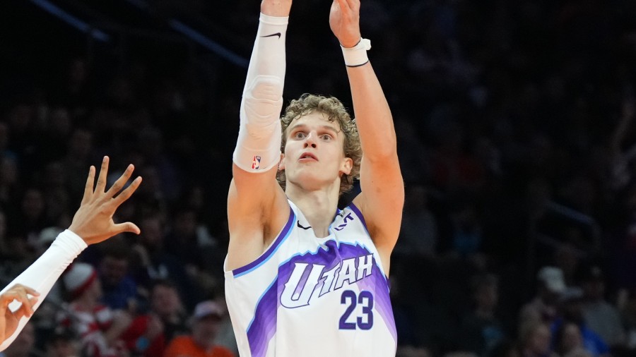 Lauri Markkanen #23 of the Utah Jazz attempts a shot