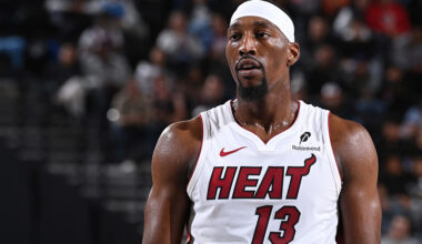 LOS ANGELES, CA - NOVEMBER 3: Bam Adebayo #13 of the Miami Heat looks on during the game against the LA Clippers on November 3, 2025 at Crypto.Com Arena in Los Angeles, California. NOTE TO USER: User expressly acknowledges and agrees that, by downloading and/or using this Photograph, user is consenting to the terms and conditions of the Getty Images License Agreement. Mandatory Copyright Notice: Copyright 2025 NBAE (Photo by Juan Ocampo/NBAE via Getty Images)