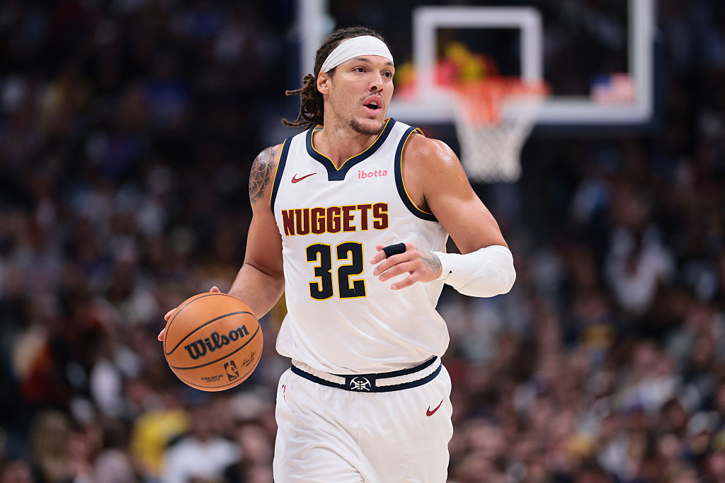 DENVER, COLORADO - NOVEMBER 5: Aaron Gordon #32 of the Denver Nuggets handles the ball against the Miami Heat during the third quarter at Ball Arena on November 5, 2025 in Denver, Colorado. NOTE TO USER: User expressly acknowledges and agrees that, by downloading and or using this photograph, User is consenting to the terms and conditions of the Getty Images License Agreement. (Photo by C. Morgan Engel/Getty Images)