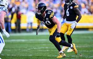 PITTSBURGH, PENNSYLVANIA - NOVEMBER 2: T.J. Watt #90 of the Pittsburgh Steelers in action during the game against the Indianapolis Colts at Acrisure Stadium on November 2, 2025 in Pittsburgh, United States. (Photo by Joe Sargent/Getty Images)