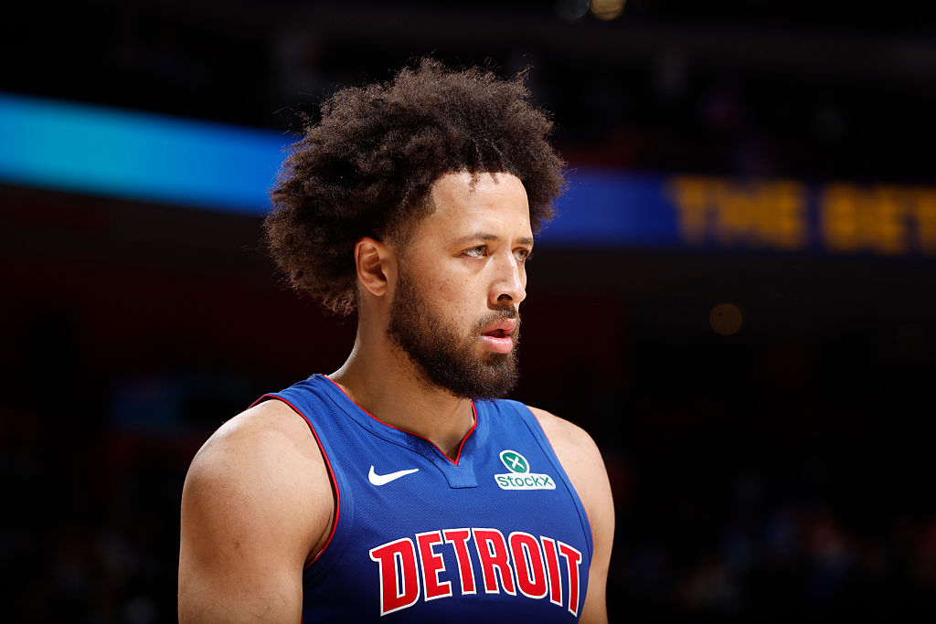 DETROIT, MI - NOVEMBER 10: Cade Cunningham #2 of the Detroit Pistons looks on during the game against the Washington Wizards on November 10, 2025 at Little Caesars Arena in Detroit, Michigan. NOTE TO USER: User expressly acknowledges and agrees that, by downloading and/or using this photograph, User is consenting to the terms and conditions of the Getty Images License Agreement. Mandatory Copyright Notice: Copyright 2025 NBAE (Photo by Brian Sevald/NBAE via Getty Images)