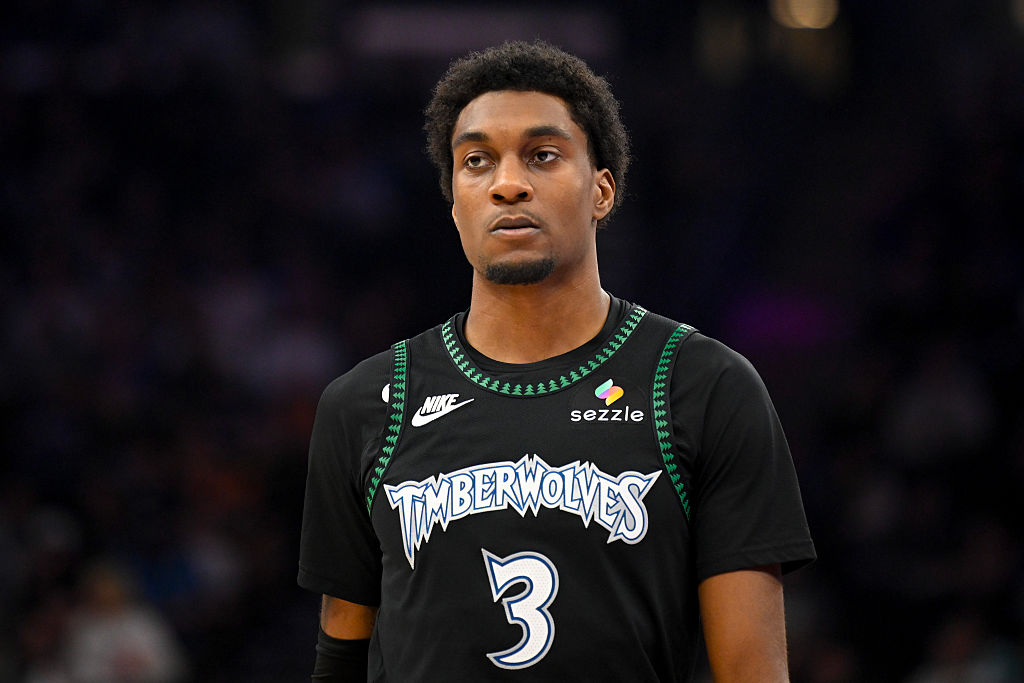 SALT LAKE CITY, UTAH - NOVEMBER 10: Jaden McDaniels #3 of the Minnesota Timberwolves in action during the first half of a game against the Utah Jazz at Delta Center on November 10, 2025 in Salt Lake City, Utah. NOTE TO USER: User expressly acknowledges and agrees that, by downloading and or using this photograph, User is consenting to the terms and conditions of the Getty Images License Agreement. (Photo by Alex Goodlett/Getty Images)