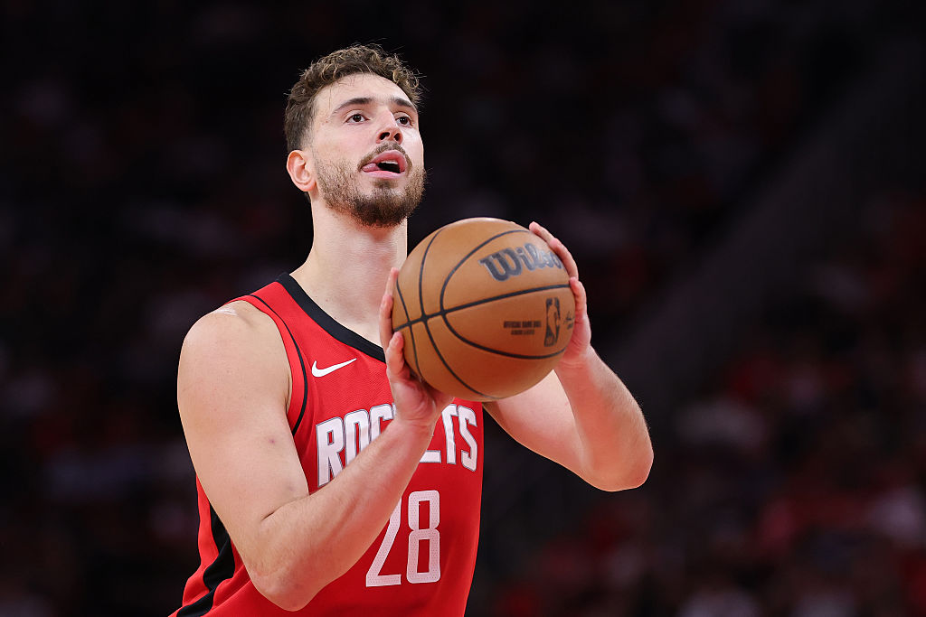 HOUSTON, TEXAS - NOVEMBER 16: Alperen Sengun #28 of the Houston Rockets prepares to shoot a free throw against the Orlando Magic during the second half at Toyota Center on November 16, 2025 in Houston, Texas. NOTE TO USER: User expressly acknowledges and agrees that, by downloading and or using this photograph, User is consenting to the terms and conditions of the Getty Images License Agreement. (Photo by Alex Slitz/Getty Images)
