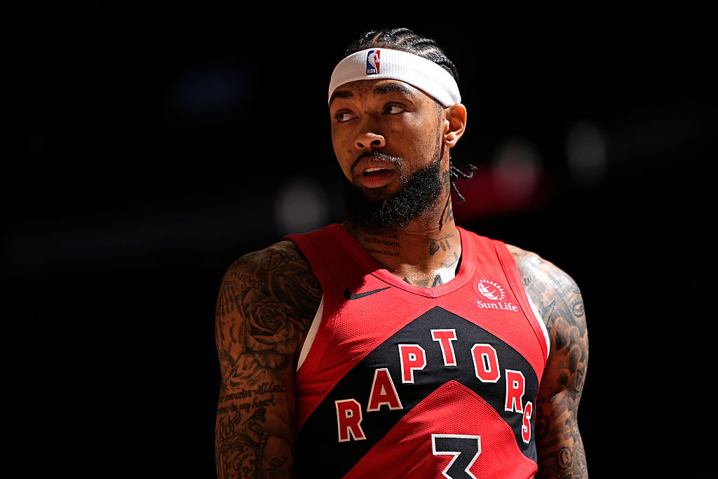 TORONTO, CANADA - NOVEMBER 24: Brandon Ingram #3 of the Toronto Raptors looks on during the game against the Cleveland Cavaliers on November 24, 2025 at the Scotiabank Arena in Toronto, Ontario, Canada.