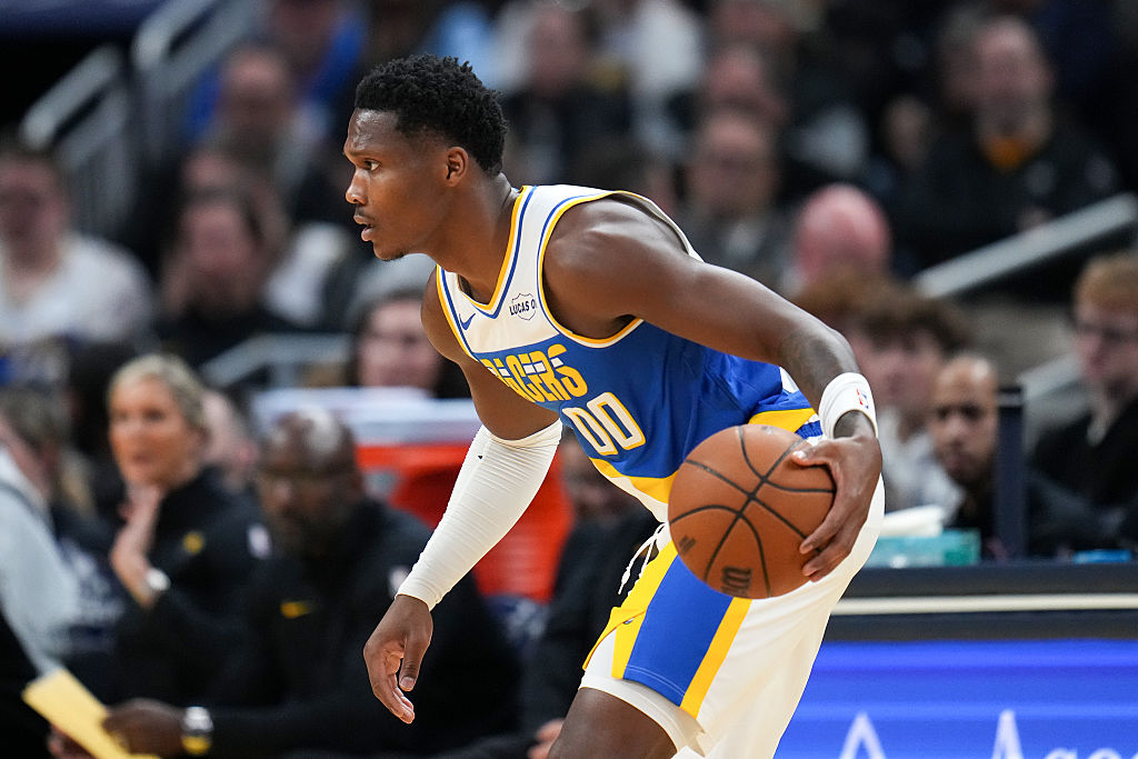 INDIANAPOLIS, INDIANA - NOVEMBER 24: Bennedict Mathurin #00 of the Indiana Pacers dribbles the ball in the first quarter against the Detroit Pistons at Gainbridge Fieldhouse on November 24, 2025 in Indianapolis, Indiana.