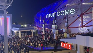 Clippers fans exit Intuit Dome after a game 6 win (Photo by James Lew)