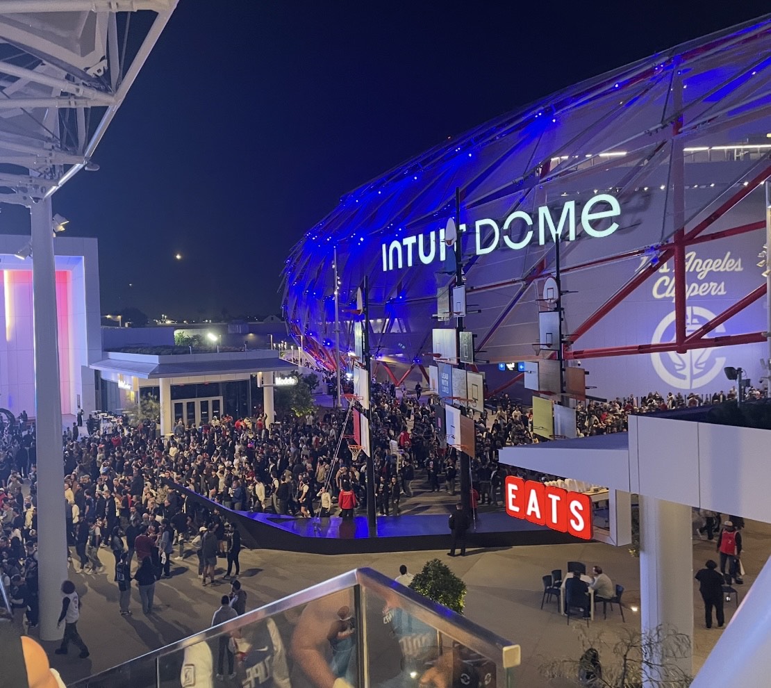 Clippers fans exit Intuit Dome after a game 6 win (Photo by James Lew)
