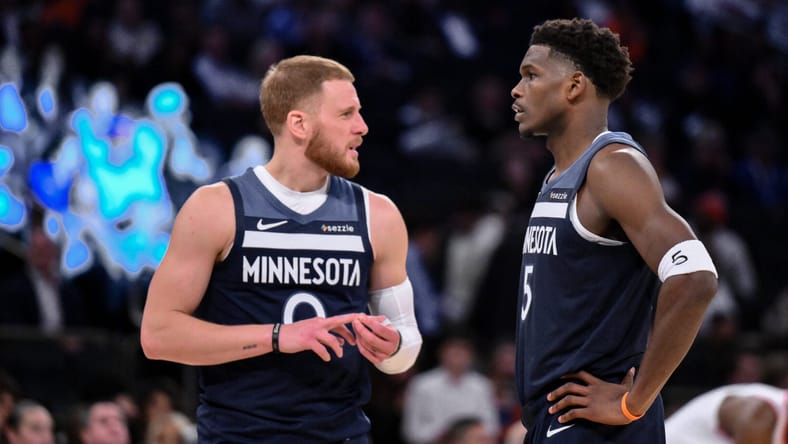 Donte DiVincenzo, Anthony Edwards - NBA - Preseason-Minnesota Timberwolves at New York Knicks