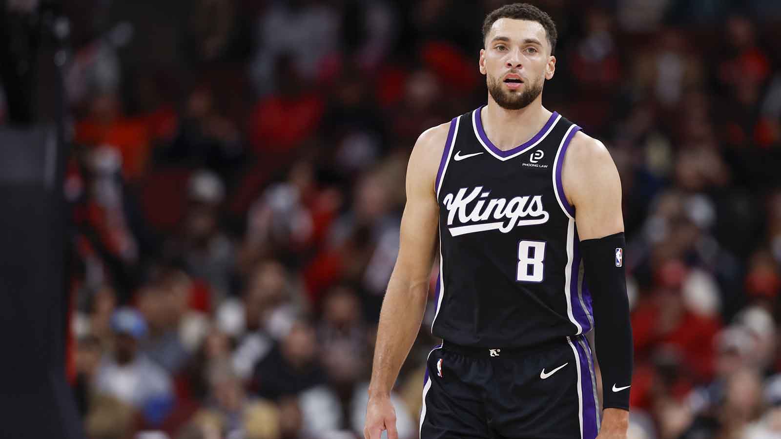 Sacramento Kings guard Zach LaVine (8) walks on the court during the first half at United Center. Mandatory Credit: Kamil Krzaczynski-Imagn Images