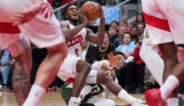 Barrett, Barnes lead Raptors to 28-point win over Bucks