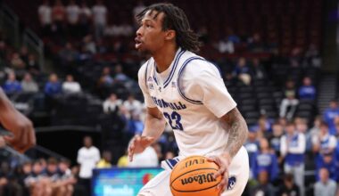 Seton Hall Pirates guard Mike Williams III (23) reacts after a basket against the Monmouth Fighting Scots during the second half at Prudential Center.