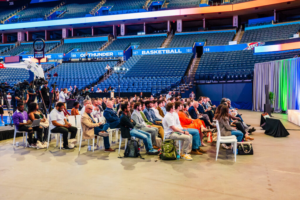 More than 100 professionals took part in the AI Business Summit at the Paycom Center.  (Photo by Michael Kinney, The Journal Record)