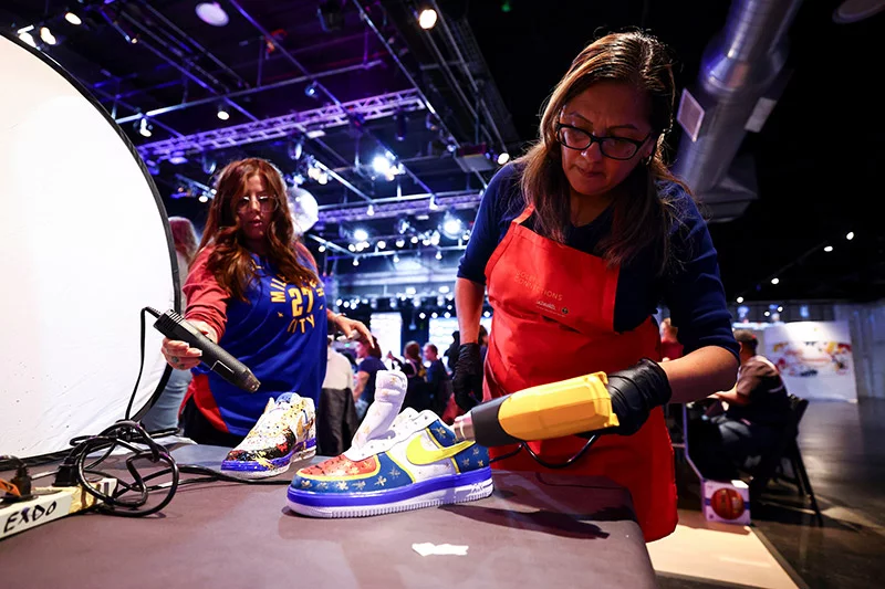 Nuggets fans channeled their creativity, designing unique, colorful athletic shoes. Clarkson Creative Photography, for UCHealth.