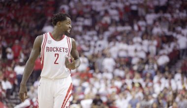 Houston Rockets guard Patrick Beverley (2) argues a call while playing against the San Antonio Spurs in second half in game three of the second round of the 2017 NBA Playoffs at Toyota Center.