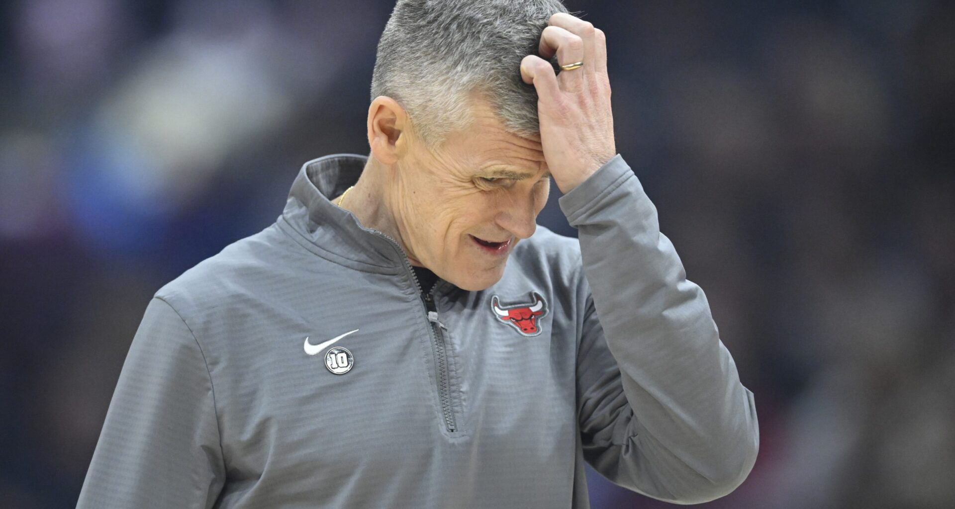 Chicago Bulls head coach Billy Donovan reacts during a timeout in the first quarter against the Cleveland Cavaliers at Rocket Arena.
