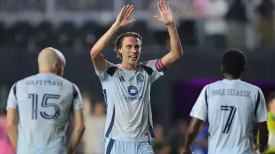 Sep 30, 2025; Fort Lauderdale, Florida, USA; Chicago Fire defender Jack Elliott (3) celebrates with midfielder Maren Haile-Selassie (7) after the game against Inter Miami CF at Chase Stadium.